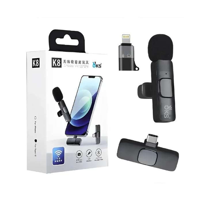 K8 Wireless Microphone Portable Clip Mic with Receiver