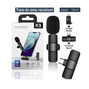 K9 Dual Wireless Microphone Portable Clip Mic with Receiver